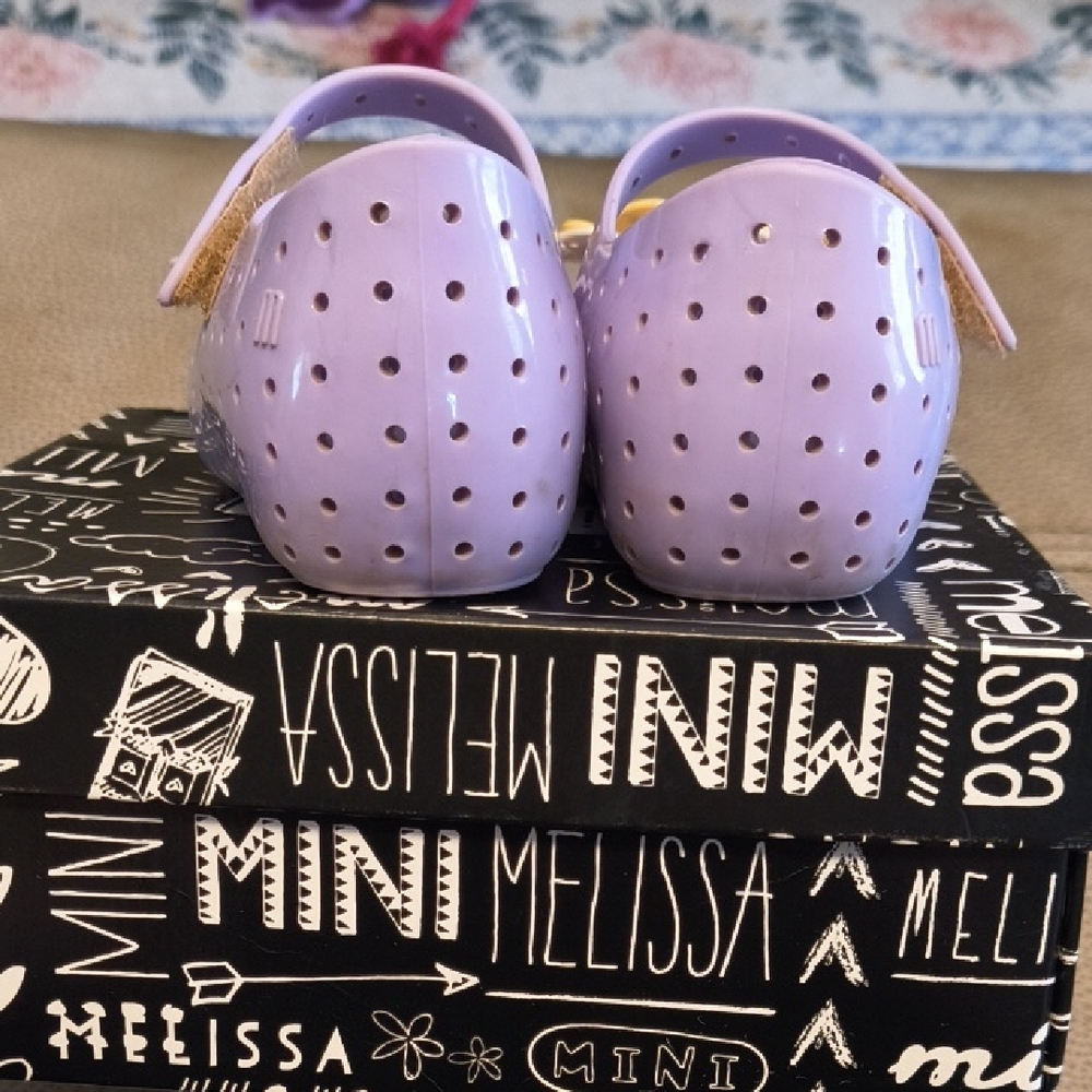 Mini Melissa Lavender Dress Shoes with Yellow Floral Accents - Picture 3 of 6